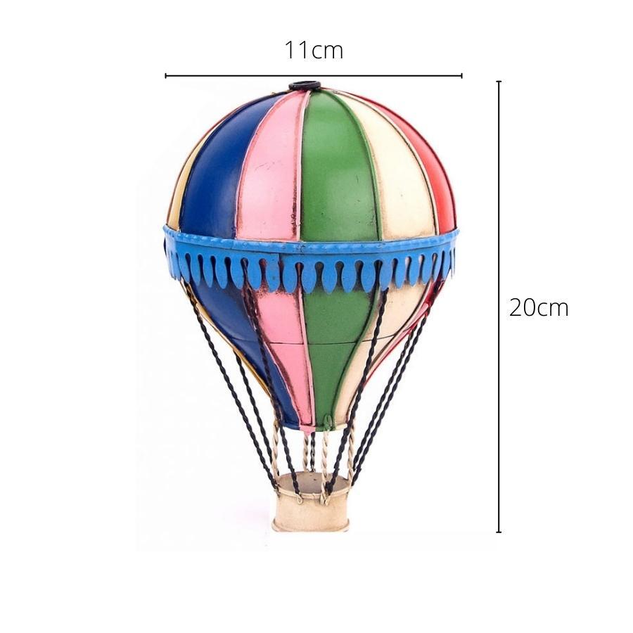 Vintage Diecast Metal Small Hot Air Balloon - Rainbow