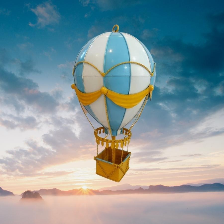 Vintage Diecast Metal Medium Hot Air Balloon - Blue