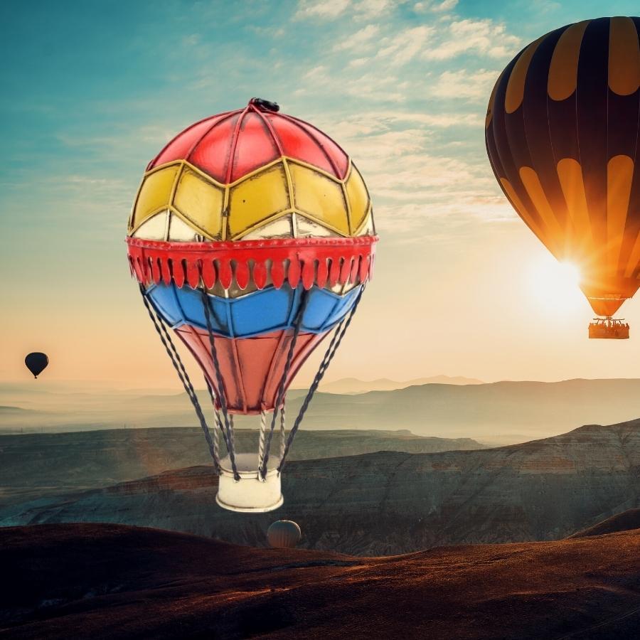Vintage Diecast Metal Small Hot Air Balloon - Sunset