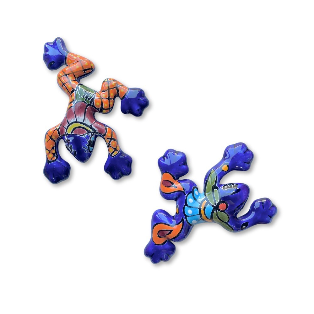 Mexican Talavera Mini Frogs Ceramic Decor Set (2 pcs)