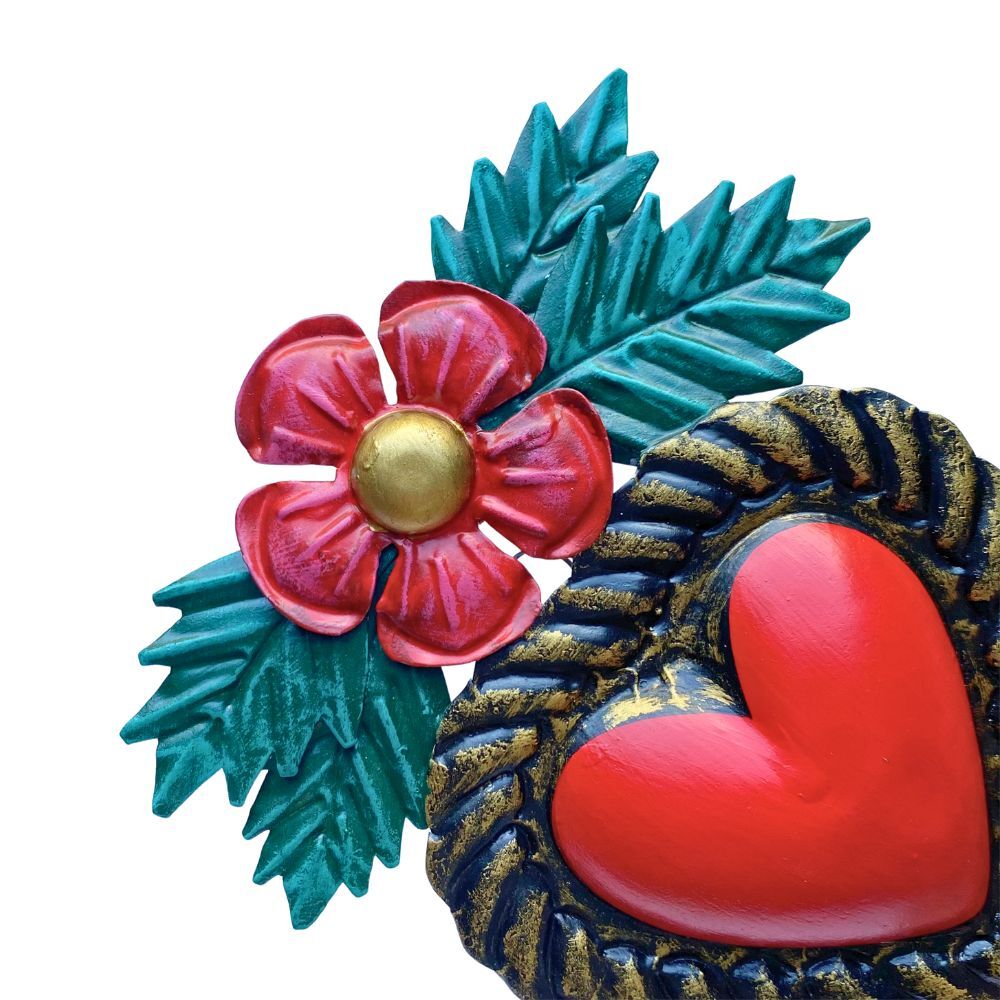 Rosita Heart Mexican Folk Art Tin Heart 15cm