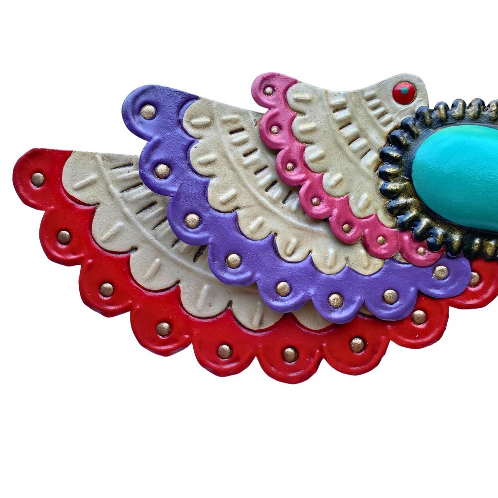 Marisol Winged Heart Mexican Folk Art Tin Heart 37cm
