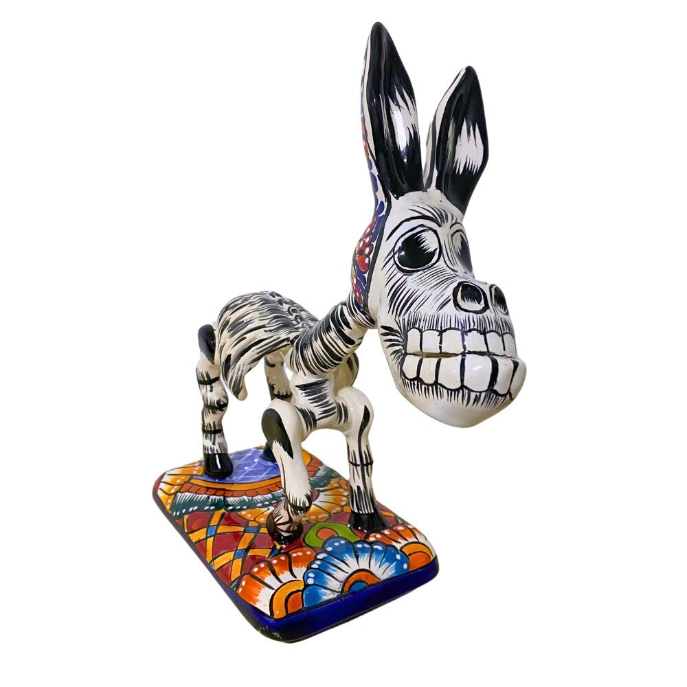 Mexican Talavera Skeleton Donkey Ceramic Figurine 26cm