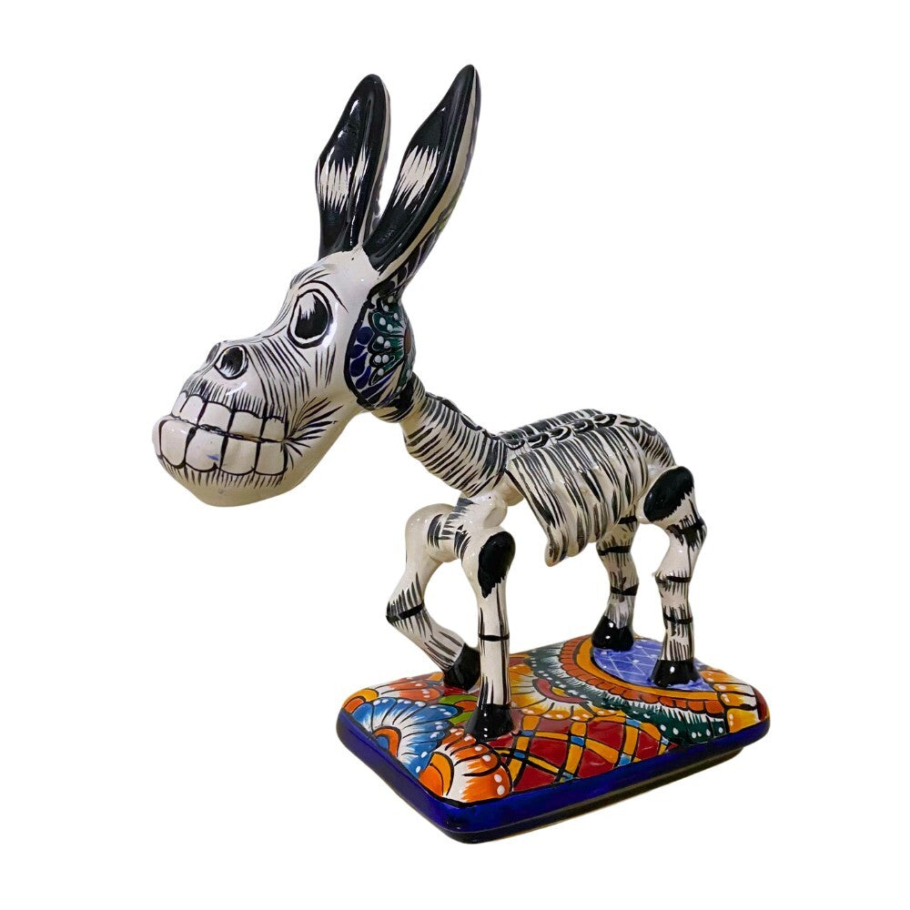 Mexican Talavera Skeleton Donkey Ceramic Figurine 26cm