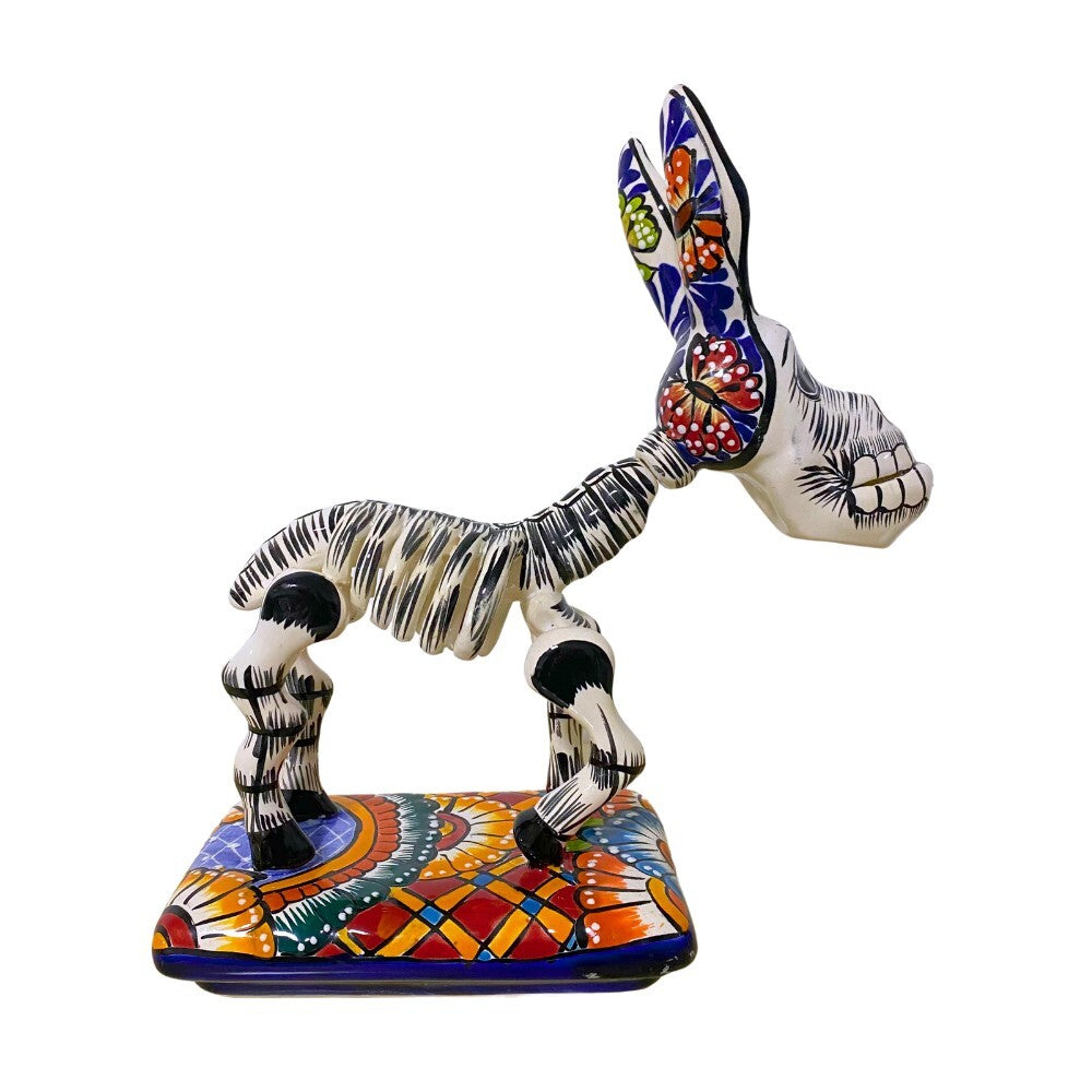 Mexican Talavera Skeleton Donkey Ceramic Figurine 26cm
