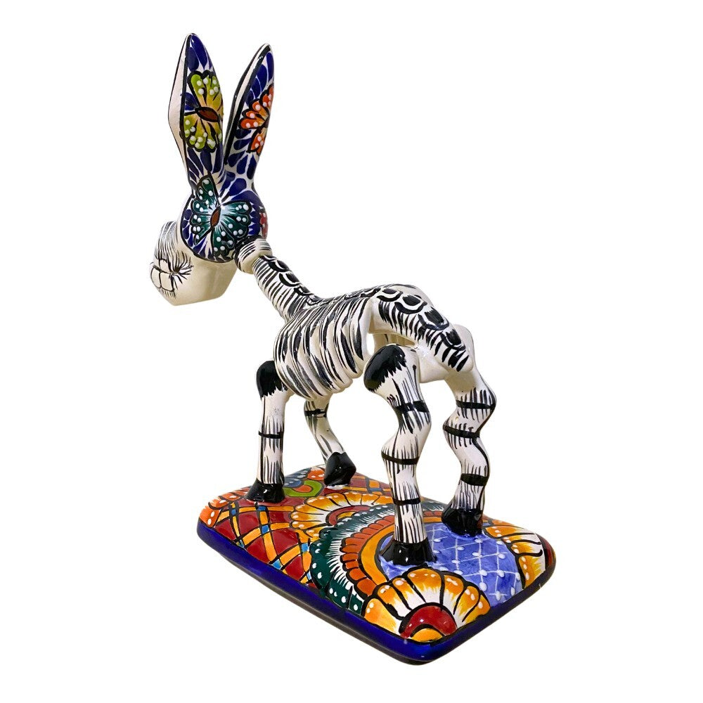 Mexican Talavera Skeleton Donkey Ceramic Figurine 26cm