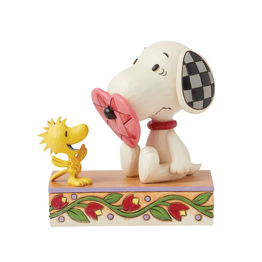 Peanuts by Jim Shore Snoopy with Nose Through Heart & Woodstock