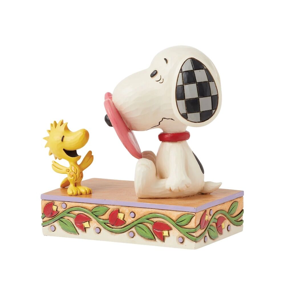 Peanuts by Jim Shore Snoopy with Nose Through Heart & Woodstock