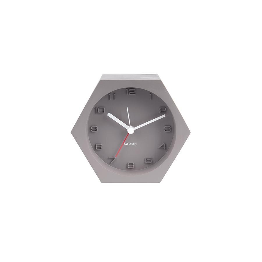 Karlsson Alarm Clock Hexagon Concrete Dark Grey