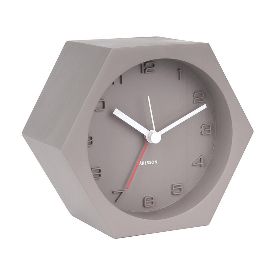 Karlsson Alarm Clock Hexagon Concrete Dark Grey