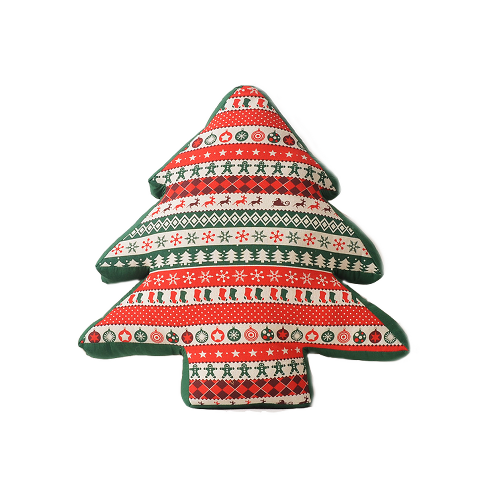Nordic Red & Green Christmas Tree Cushion 48cm