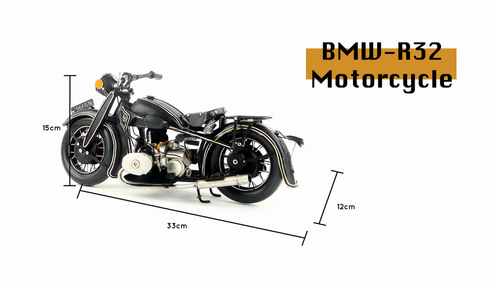 BMW Replica Handmade Black Tinplate 1923 R32 Motorcycle