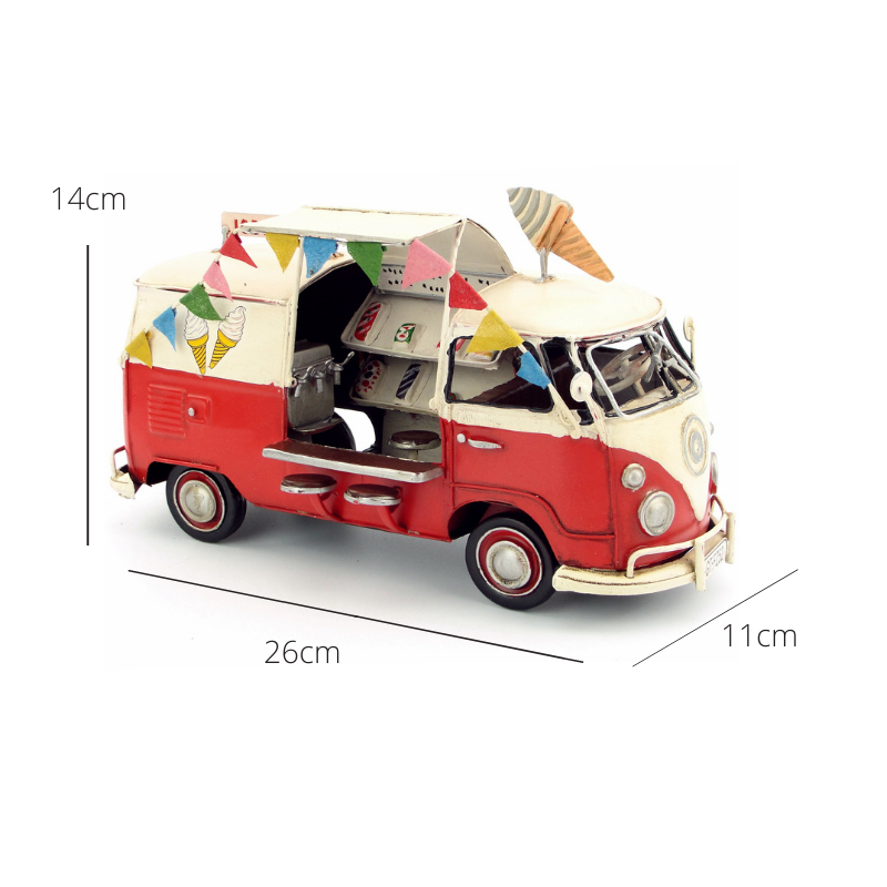 VW Replica Metal Red Ice Cream Kombi Camper Bus
