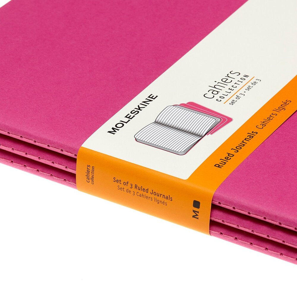 Moleskine Cahier Notebook Ruled Extra Large Kinetic Pink (Set of 3)