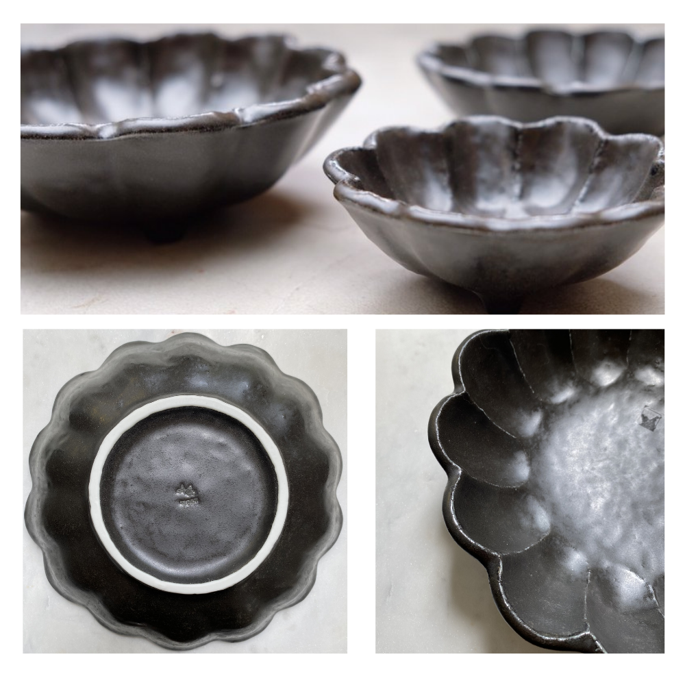 Kaneko Kohyo Rinka Flower Black Bowl 21cm