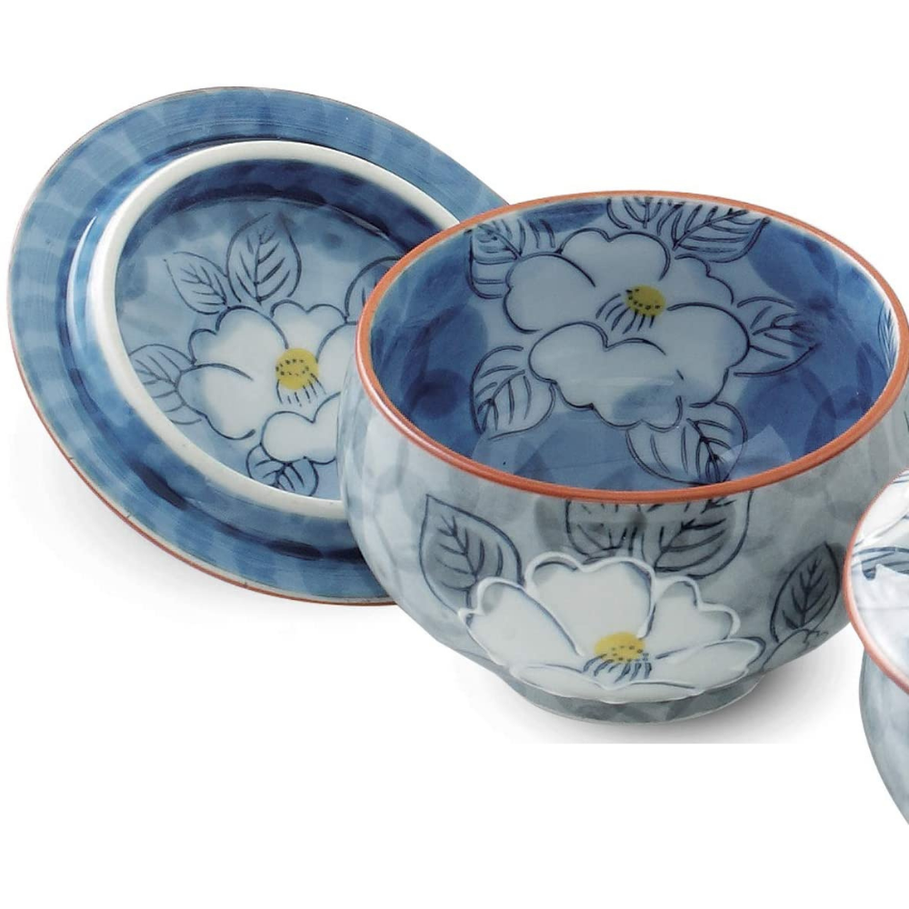 Arita Porcelain Camellia Utsuwa Teapot 6-piece Set