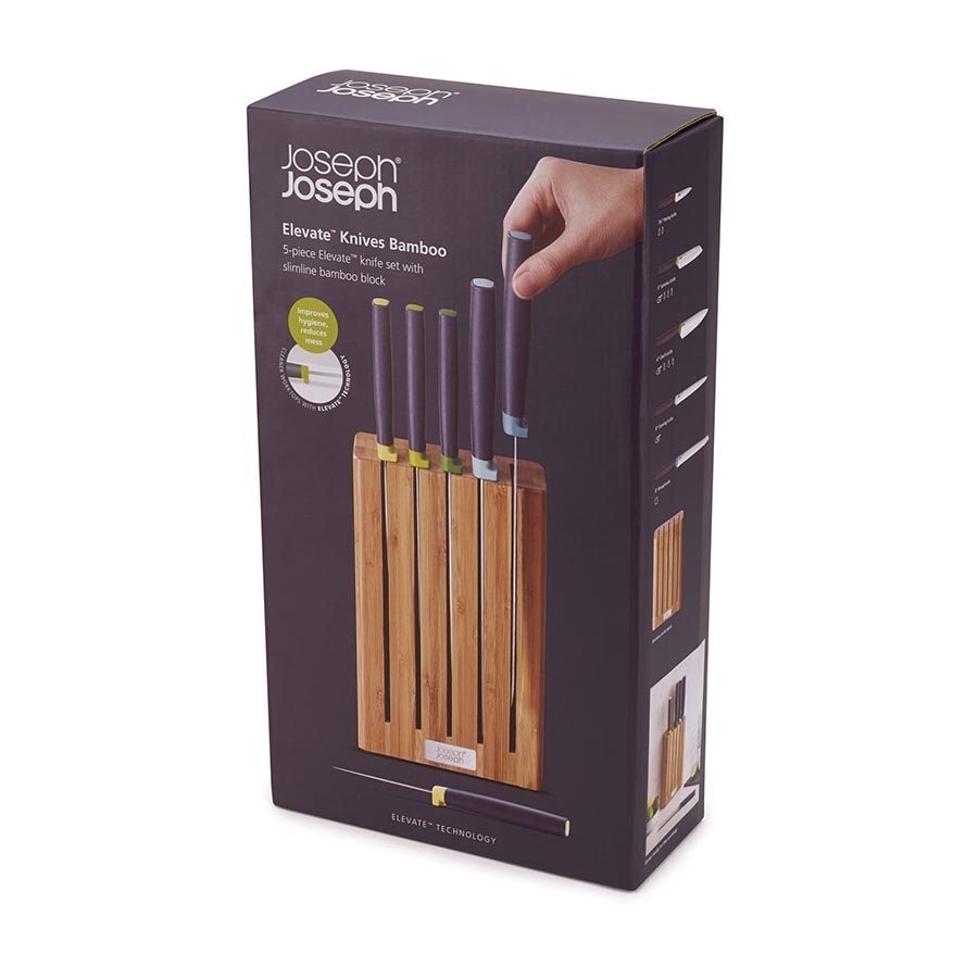 Joseph Joseph Elevate 5-piece Knife Set with Slimline Bamboo Block