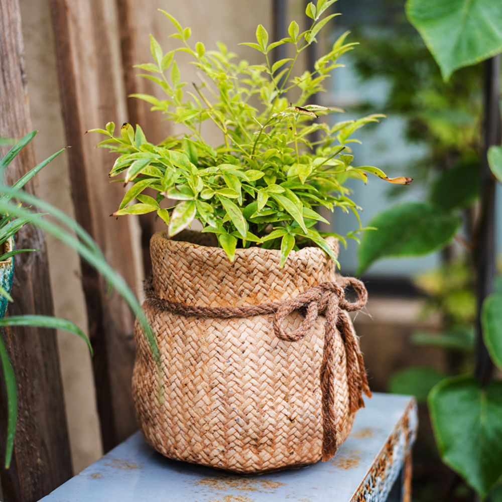 Burlap Bag Look Concrete Planter