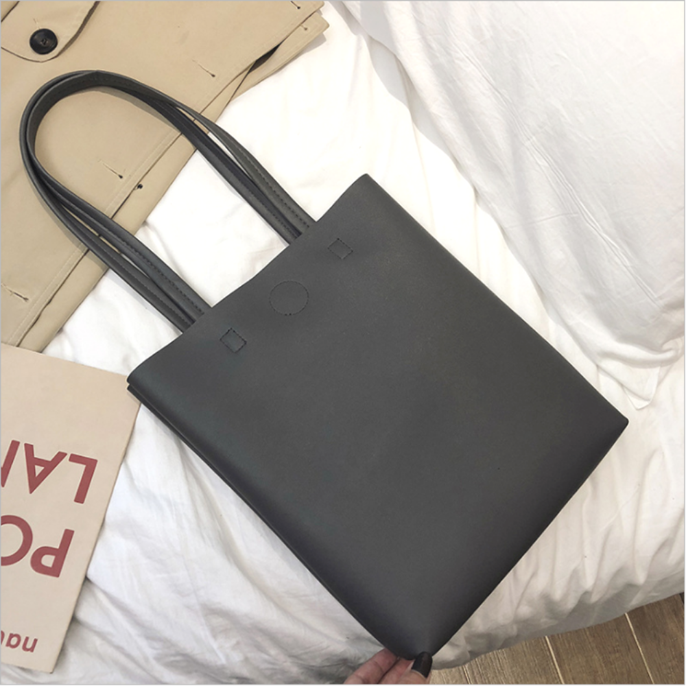 Minimalist Double Handle Ash Grey Tote Bag