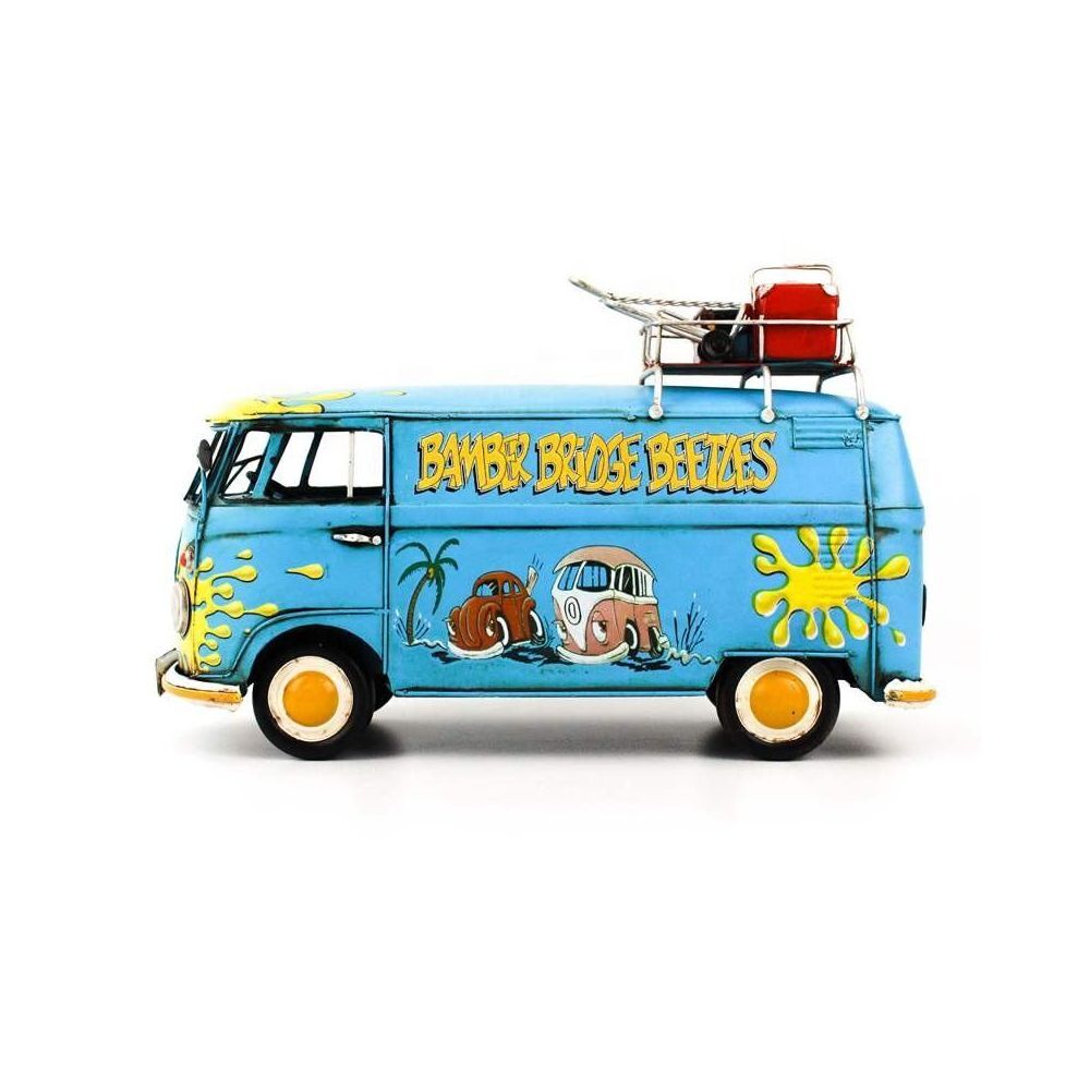 Vintage VW Replica Metal Blue Kombi Camper Bus