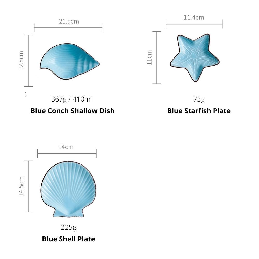 Coastal Ocean Conch and Seashell Plates (Set of 7)