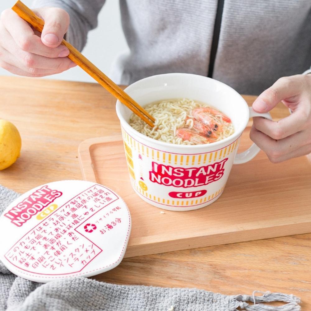 Ceramic Instant Noodles Cup with Lid