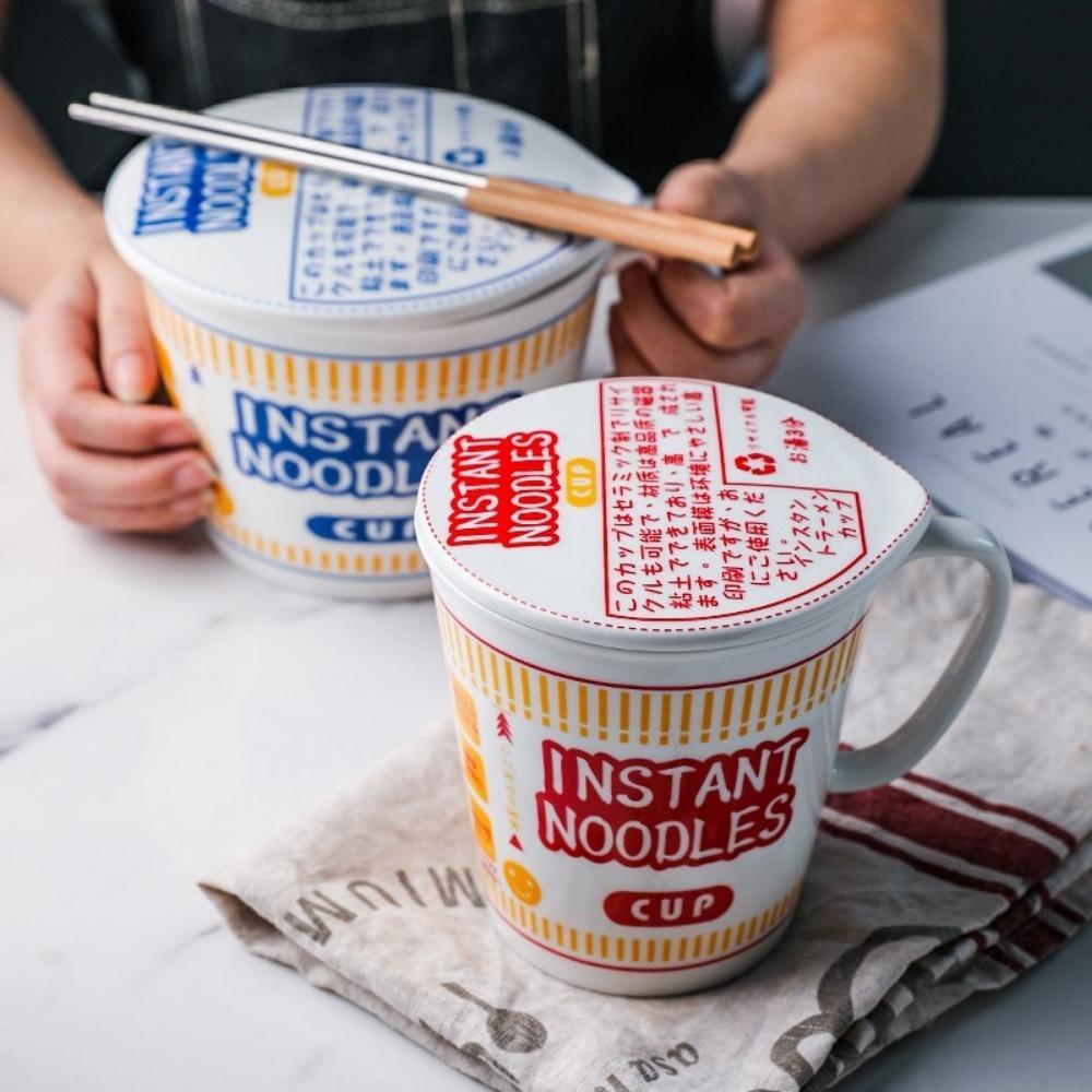 Ceramic Instant Noodles Cup with Lid