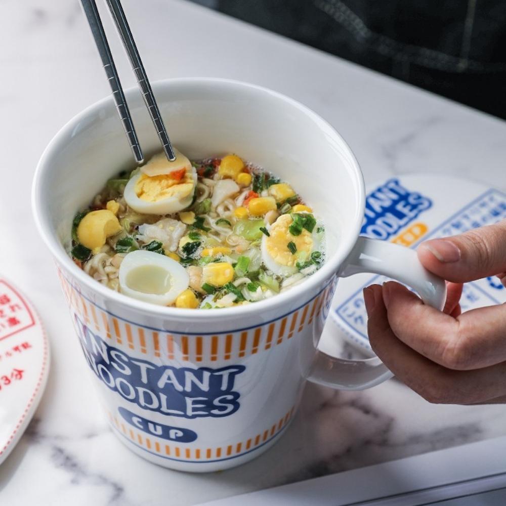 Ceramic Instant Noodles Cup with Lid