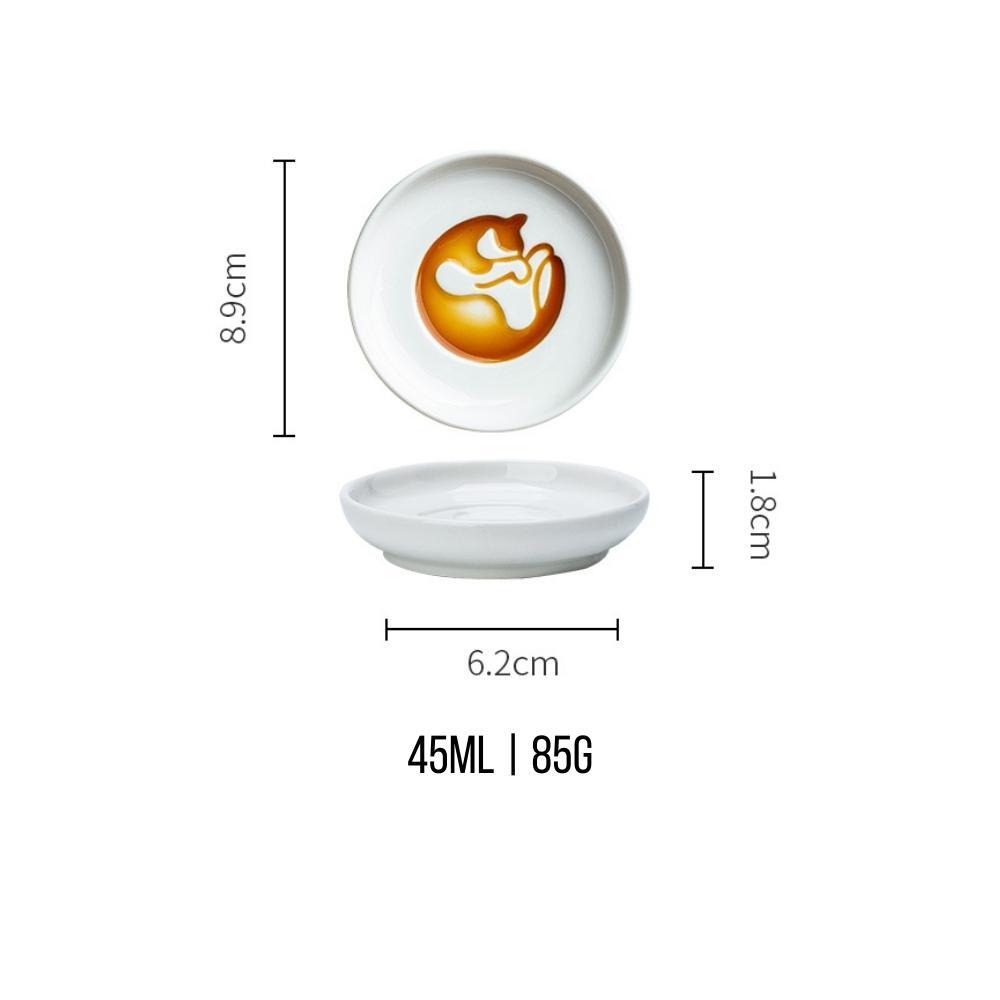 Ceramic Cat Engraved Soy Sauce Dish (Set of 2)