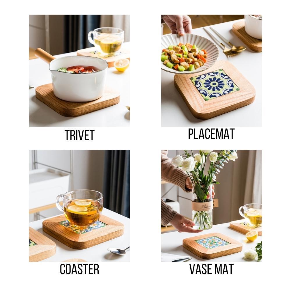 Olivier Wood & Ceramic Tile Trivet