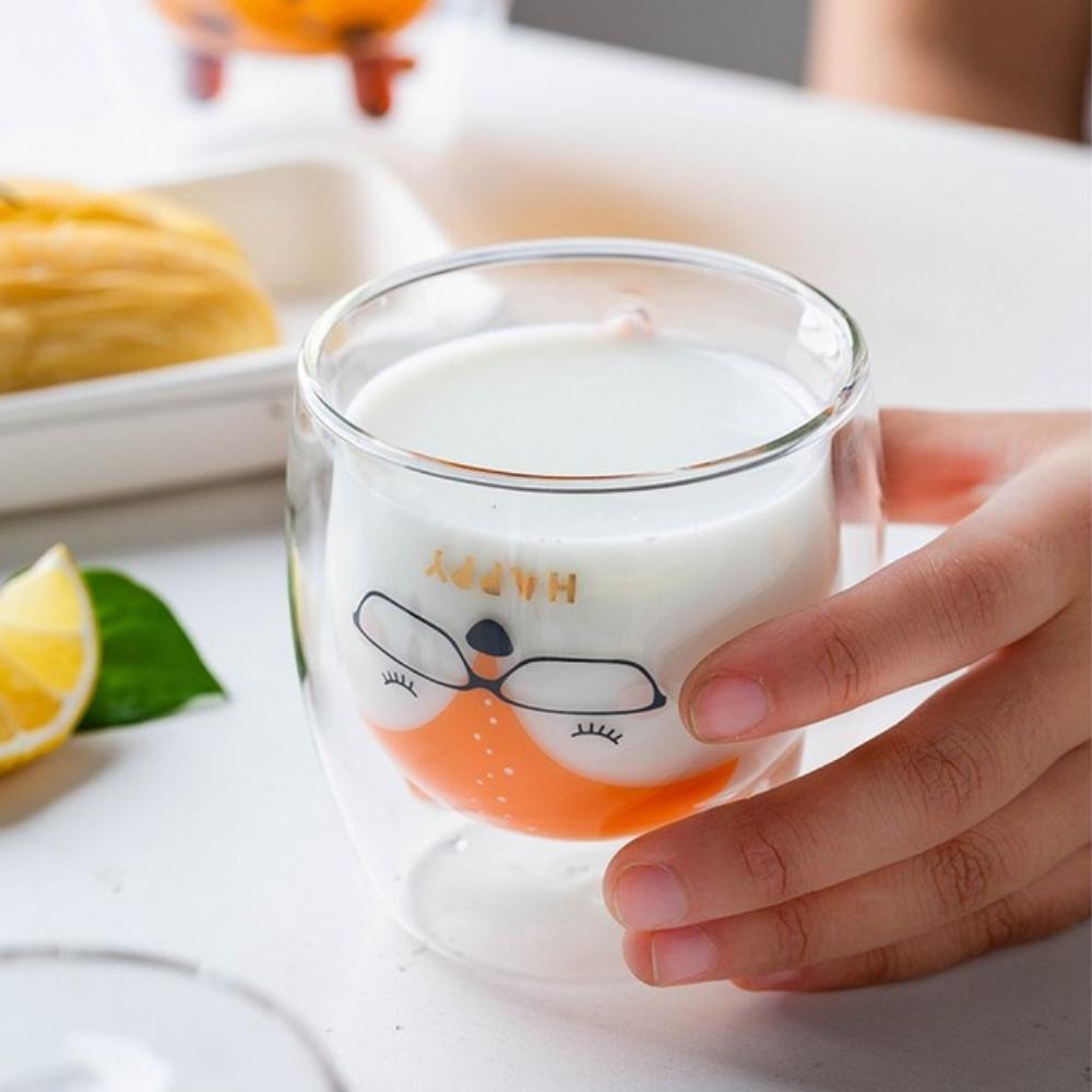 Happy Fox Double Wall Insulated Glass Tumbler