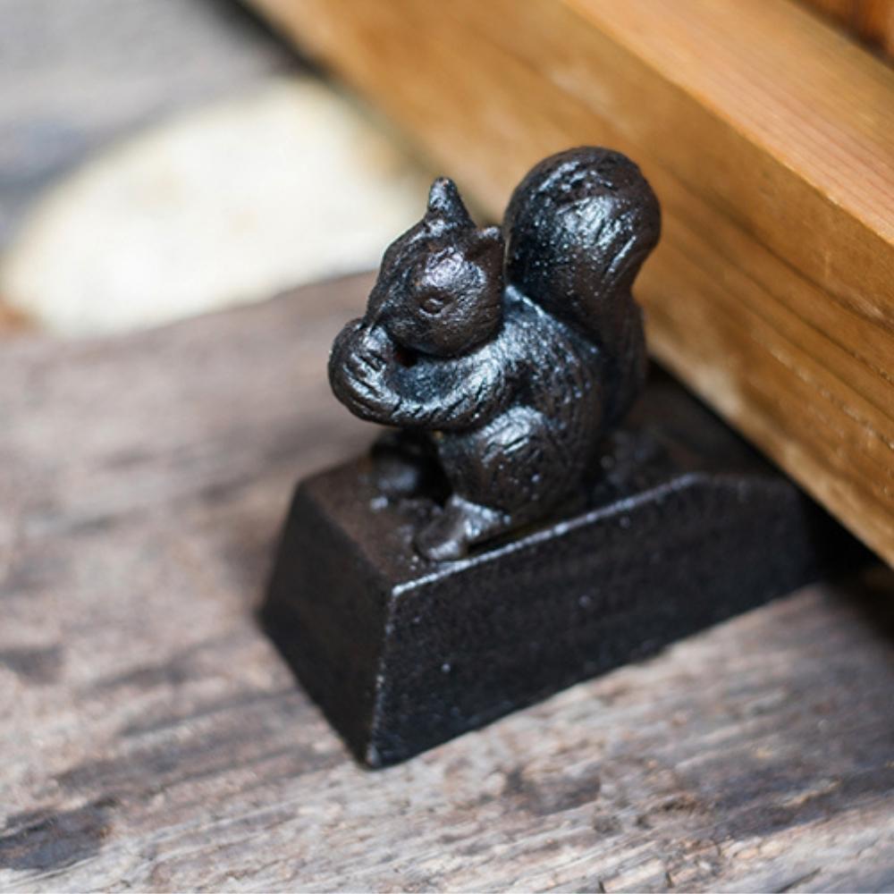 Vintage Cast Iron Door Stopper - Squirrel