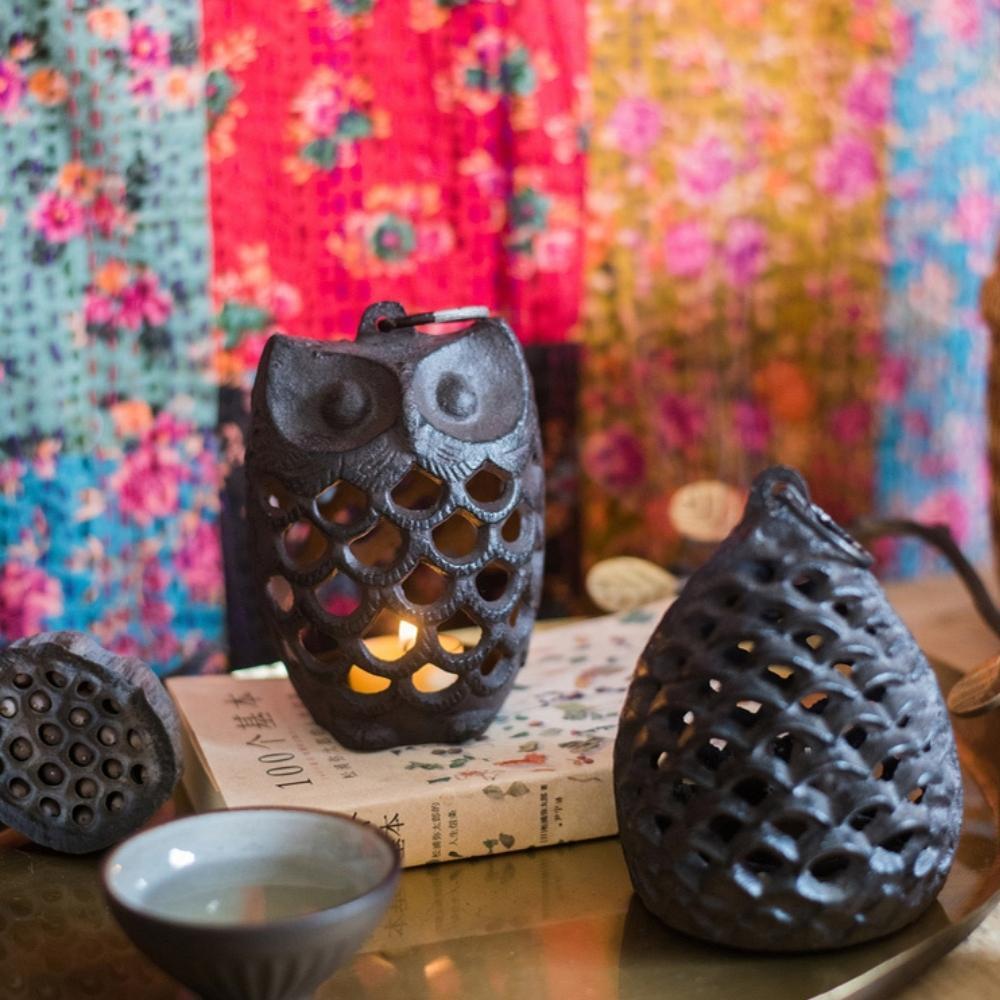 Vintage Cast Iron Owl Tealight Holder