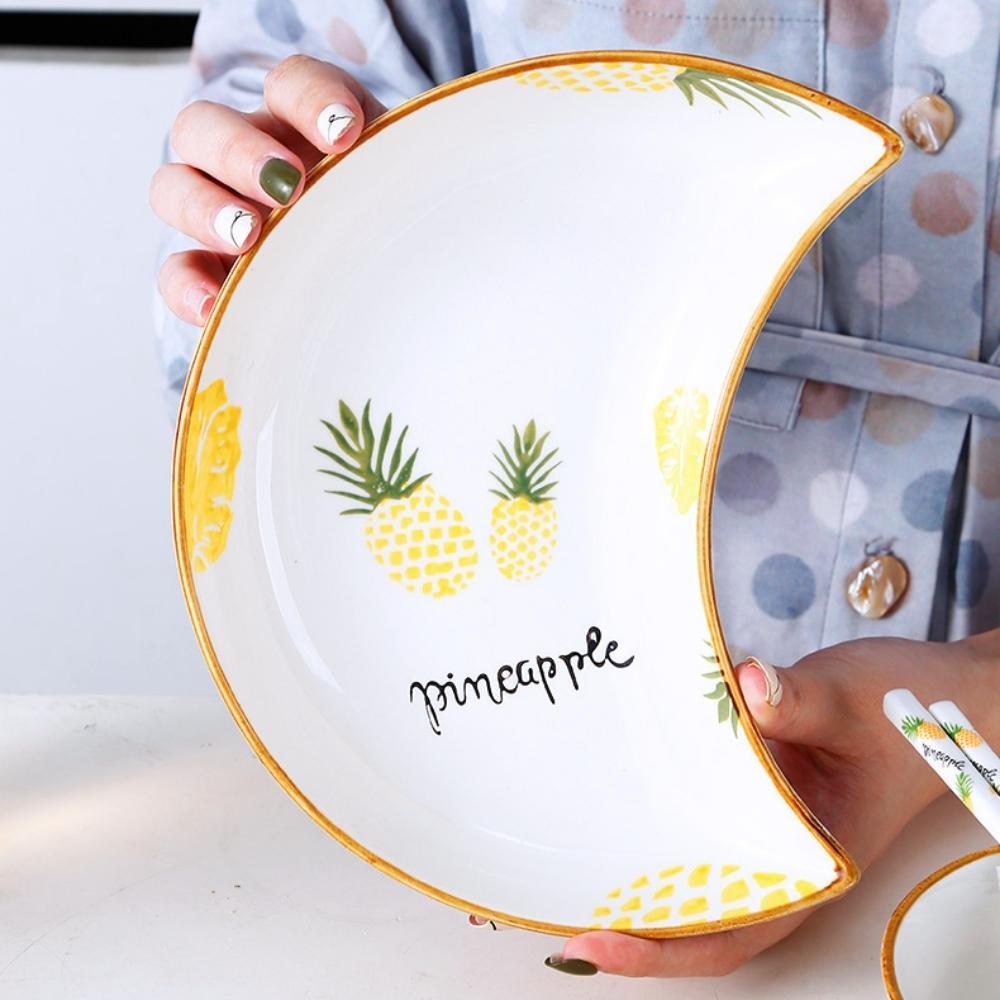 Summer Pineapple Crescent Moon Deep Plate (Set of 3)