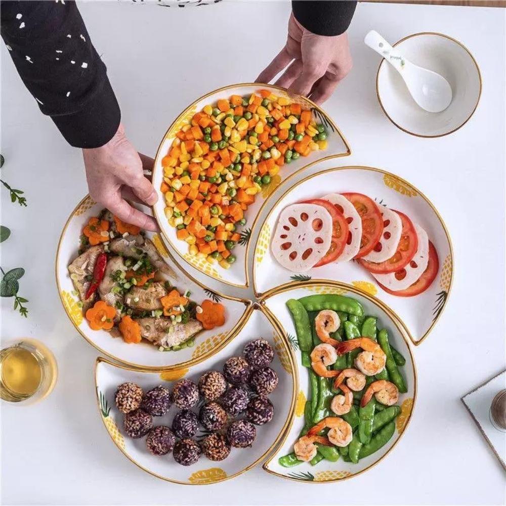 Summer Pineapple Crescent Moon Deep Plate (Set of 3)