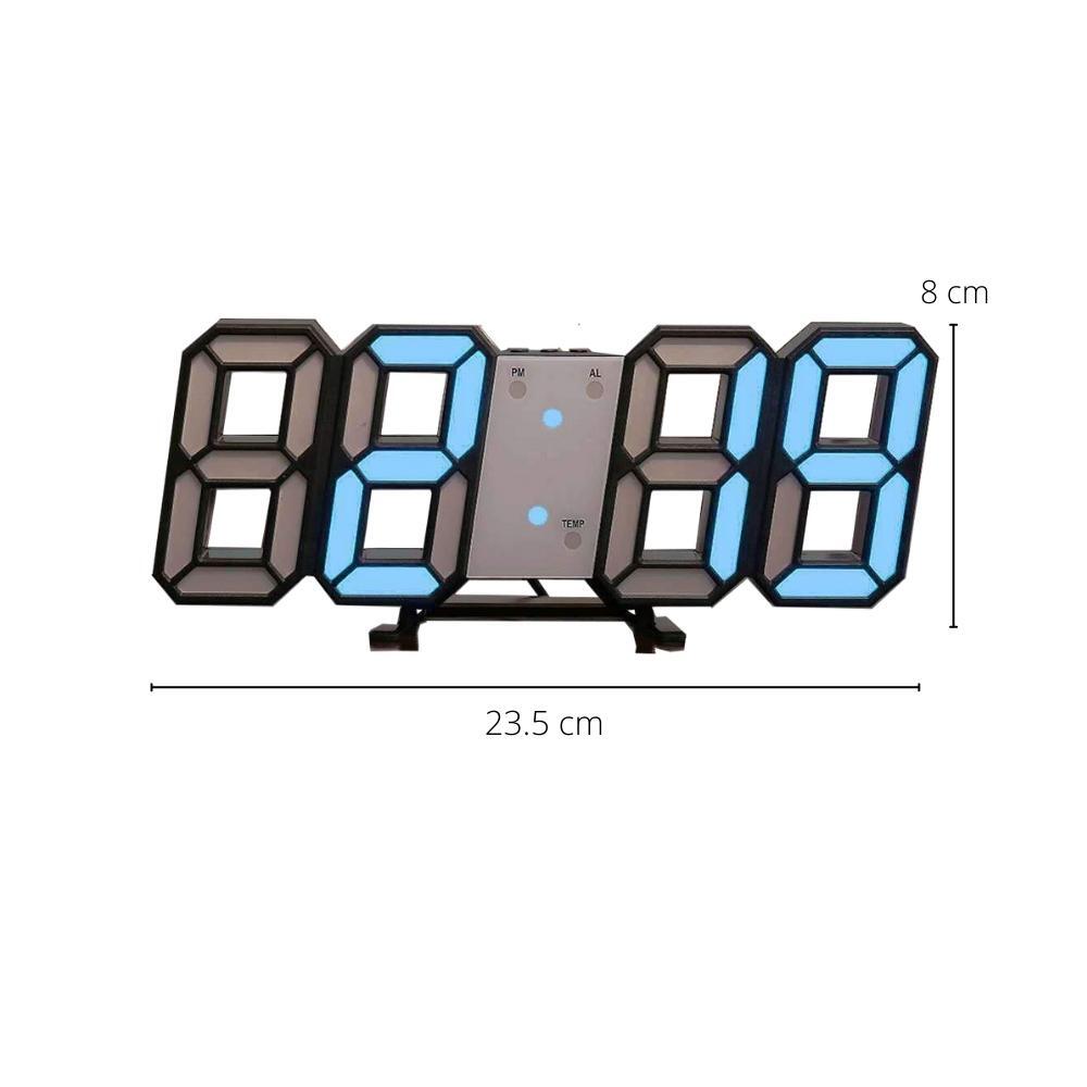 3D LED Light Up Desk/Wall Alarm Clock - Black