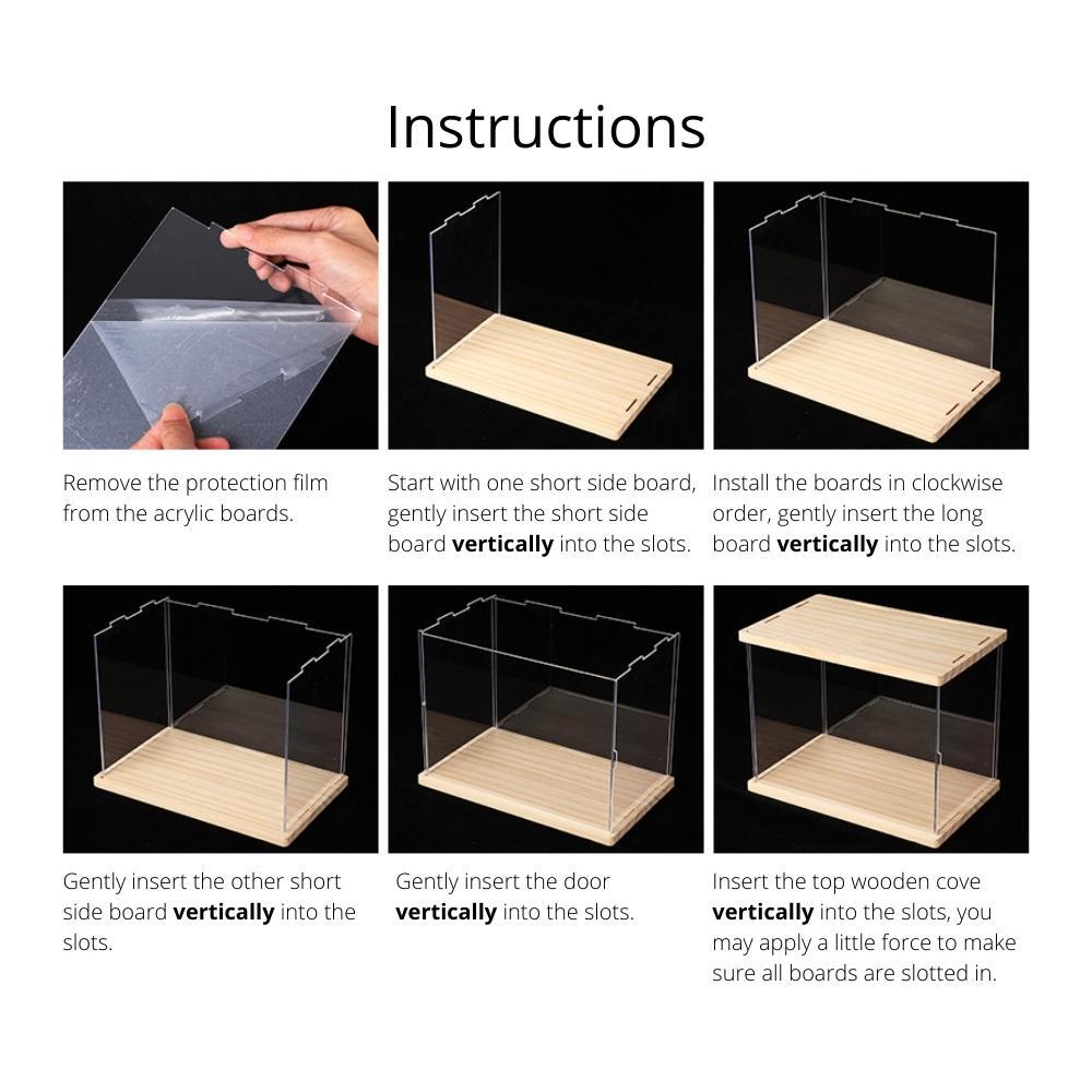 Transparent Acrylic Display Cabinet with 3 Steps Riser and LED Light