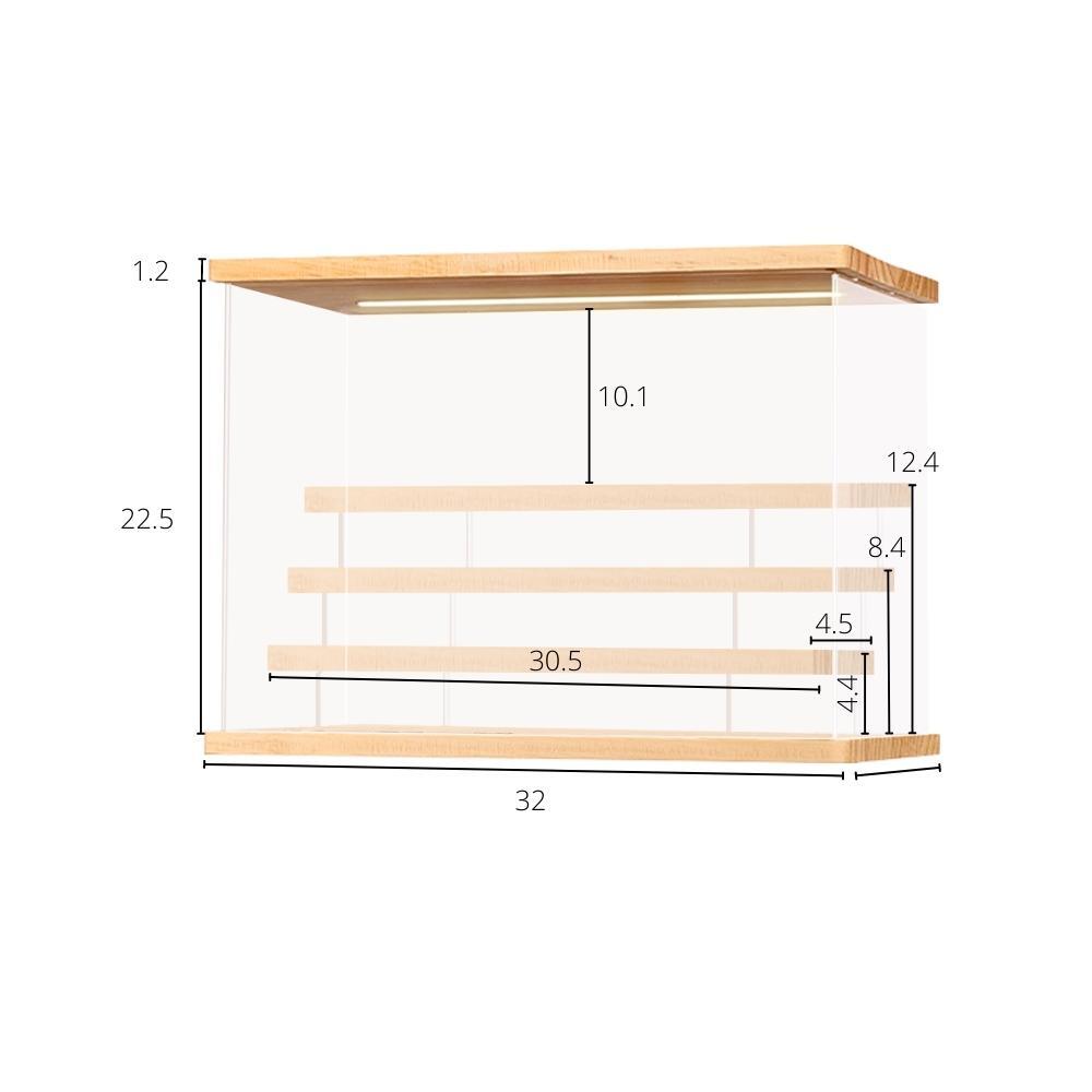 Transparent Acrylic Display Cabinet with 3 Steps Riser and LED Light