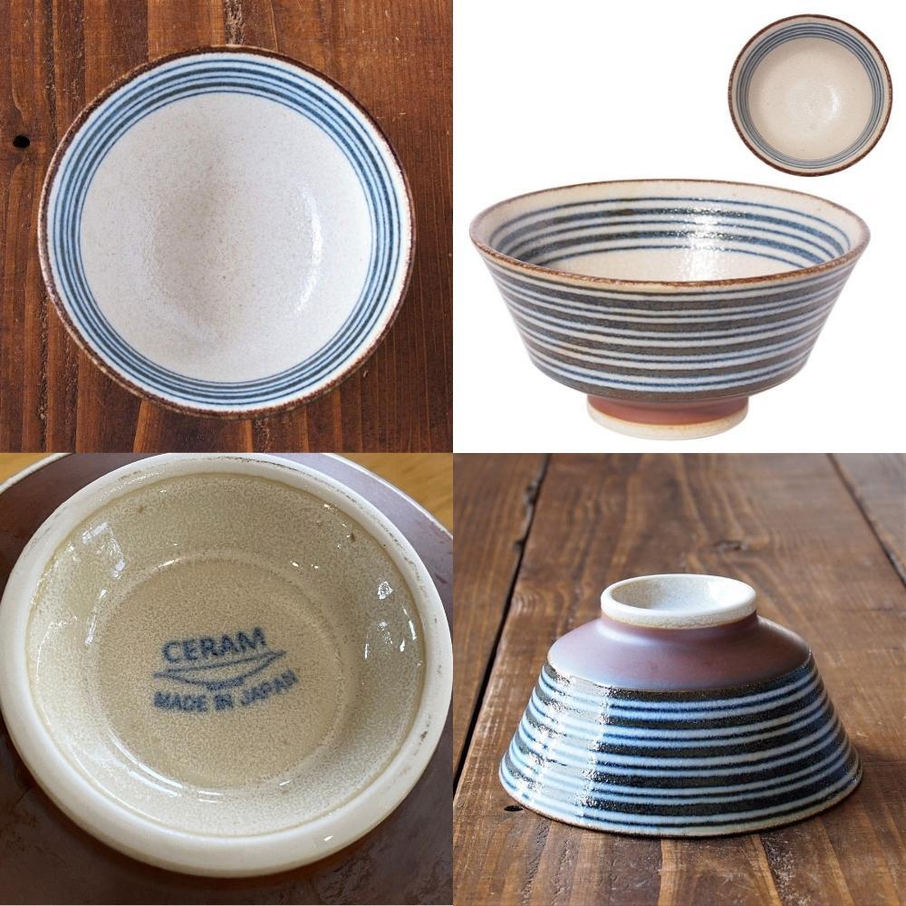 Minoru Pottery Nanpu Wave Japanese Porcelain Ramen Bowl