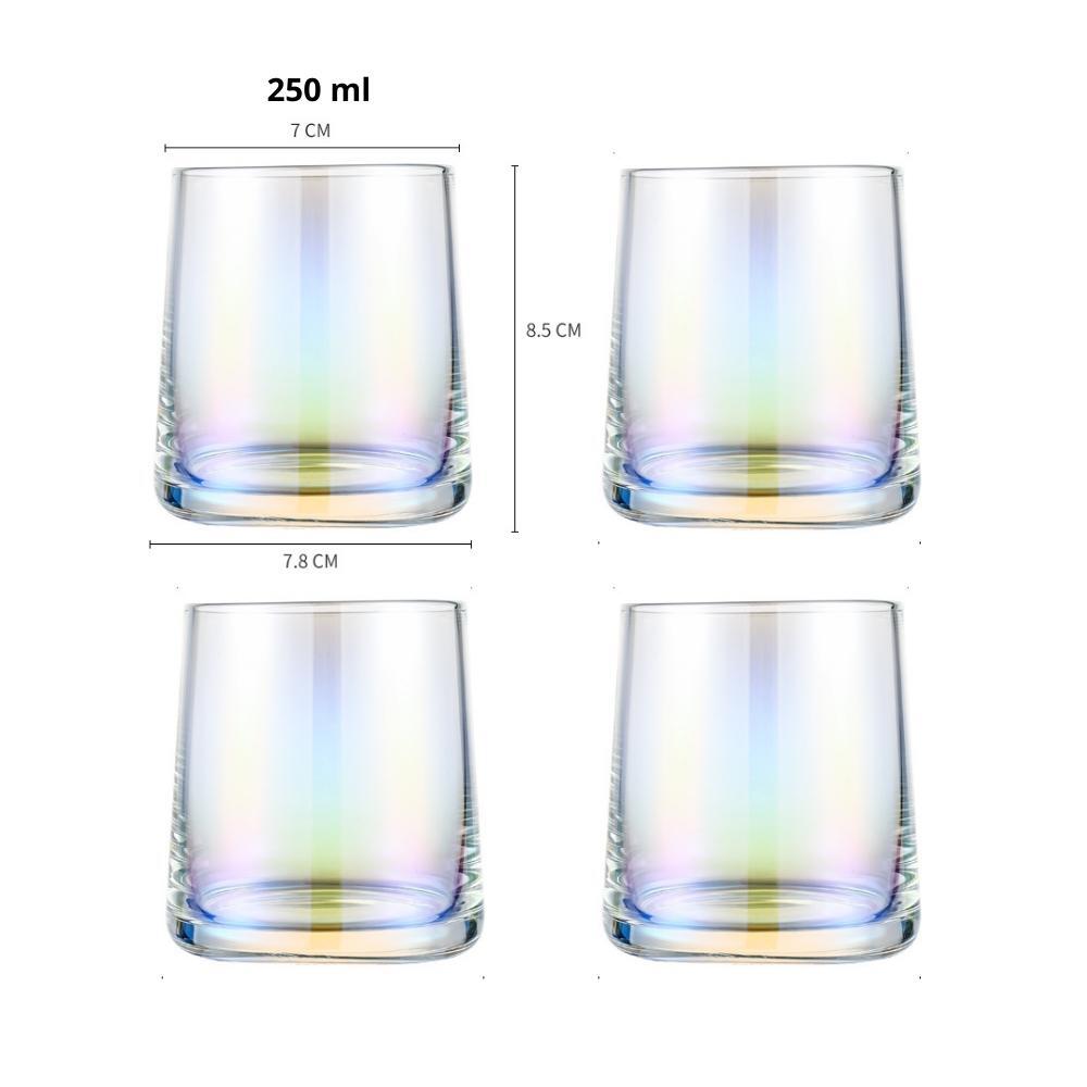 Gracewood Holographic Glass Carafe Wood Stopper & 4 Tumblers