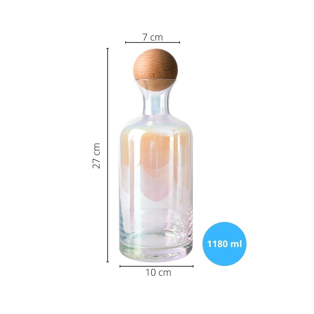 Gracewood Holographic Glass Carafe Wood Stopper & 4 Tumblers