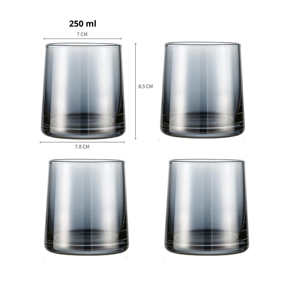 Gracewood Smoke Grey Glass Carafe Wood Stopper & 4 Tumblers