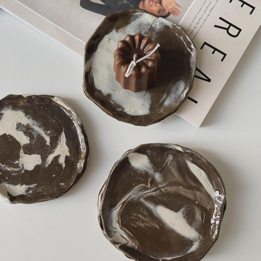 Handmade Ceramic Textured Trinket Dish Set of 2