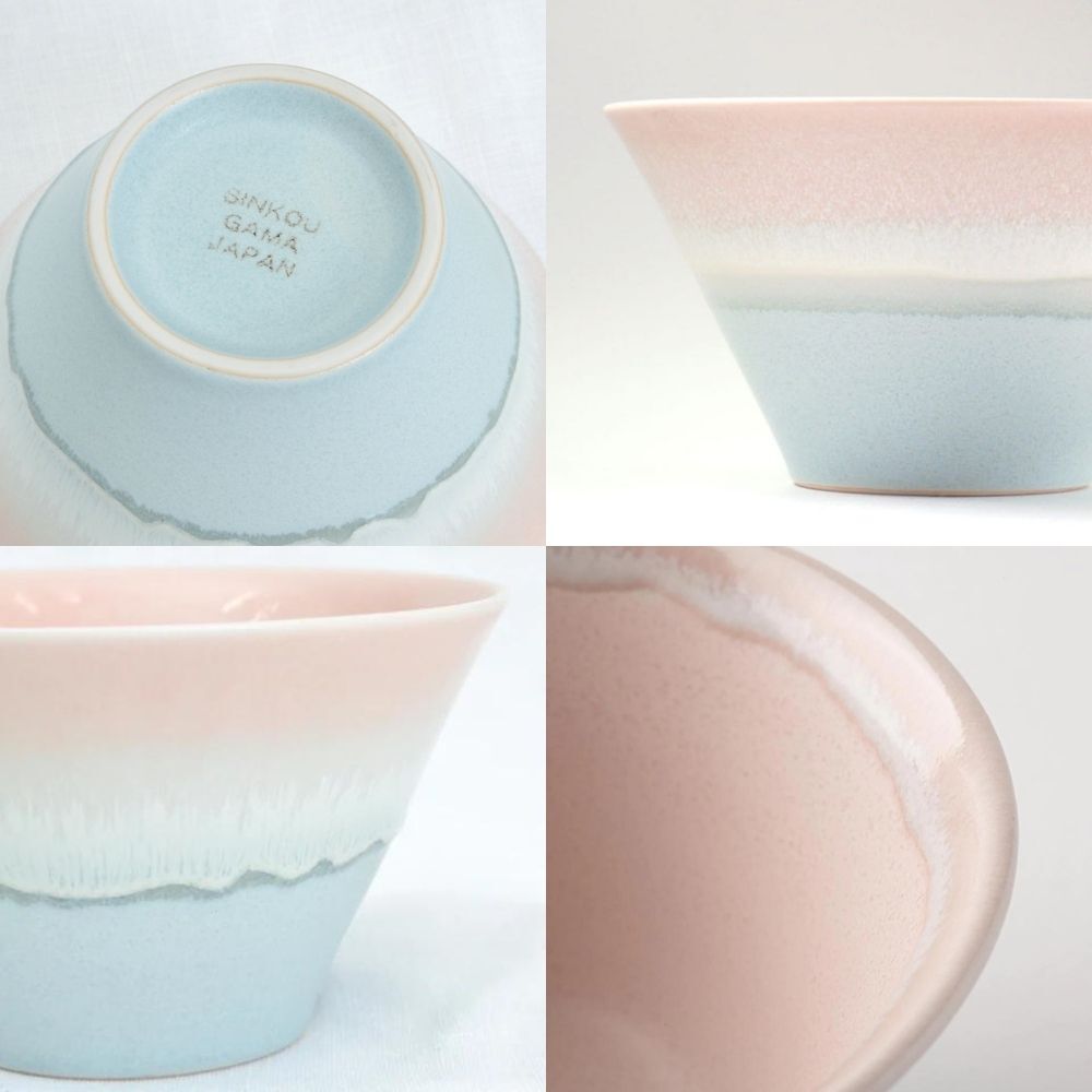 Sinkougama Pastel Donburi Bowl Pink x Blue