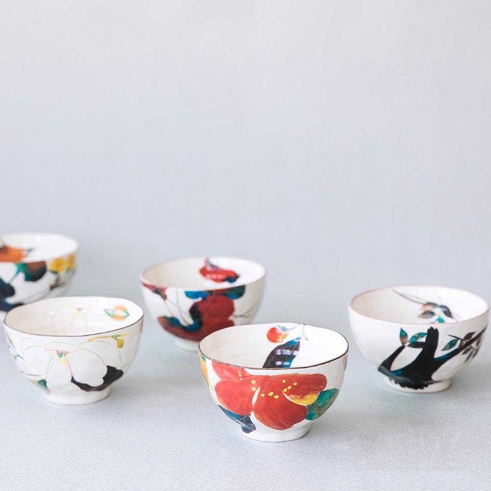 And Ai Minoyaki Hanakairo Rice Bowls Set of 5