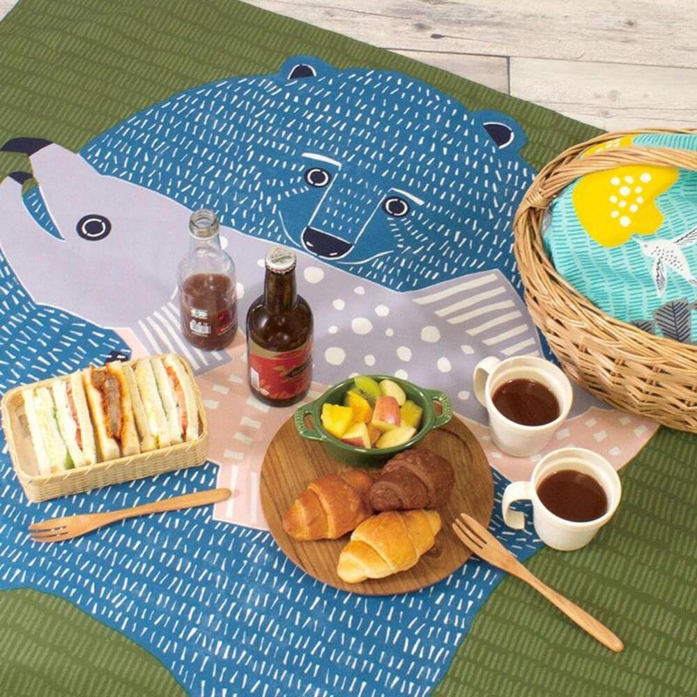 Musubi 100 Kata Kata Aquadrop Bear & Salmon Furoshiki Wrapping Cloth