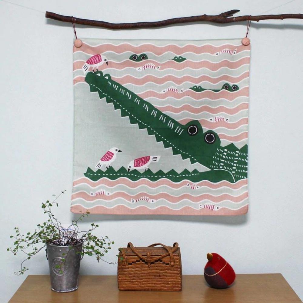 Musubi 50 Kata Kata Crocodile Pink Furoshiki Wrapping Cloth