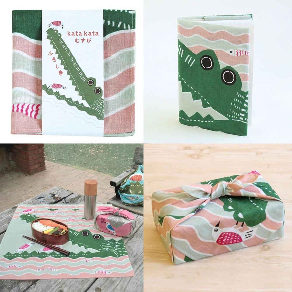 Musubi 50 Kata Kata Crocodile Pink Furoshiki Wrapping Cloth
