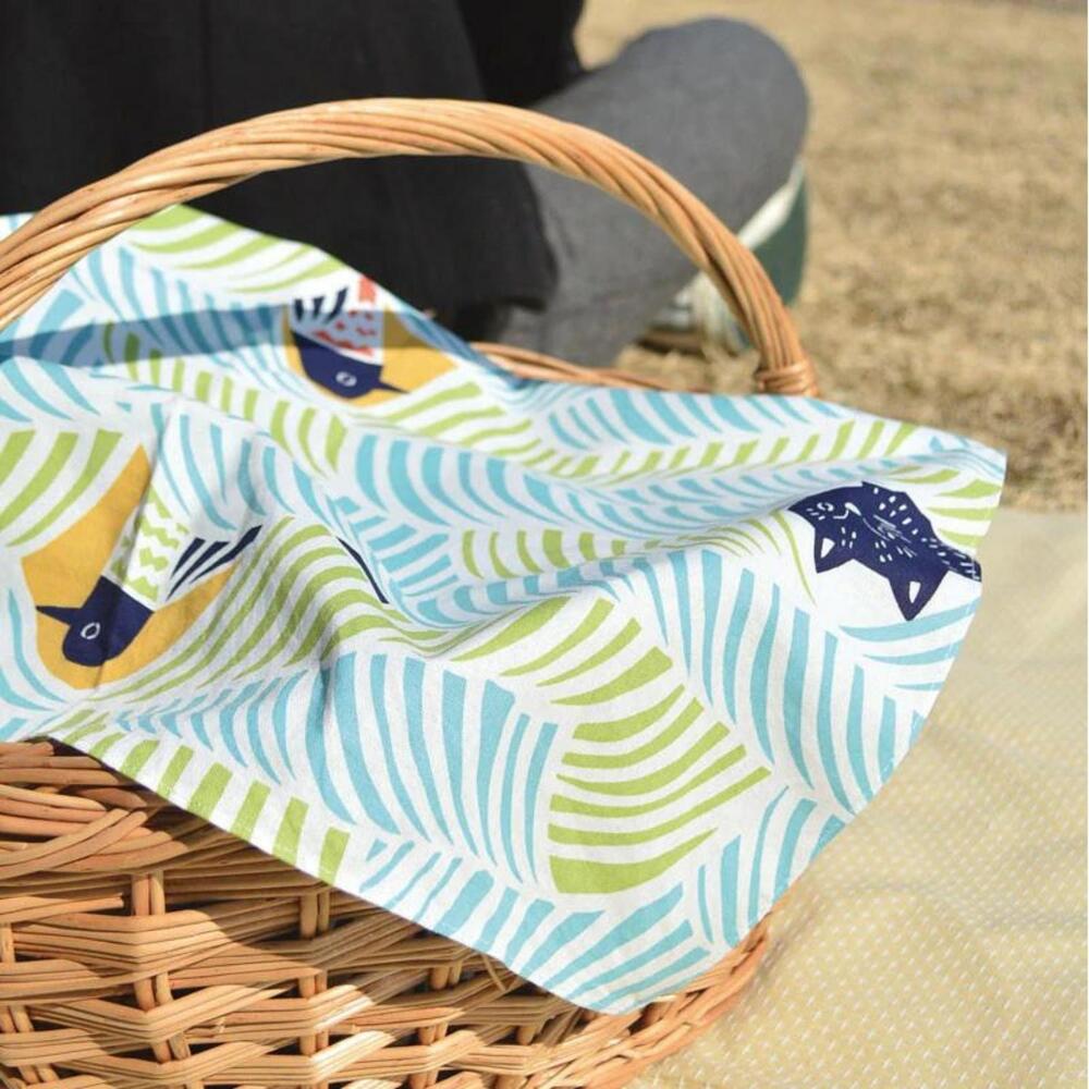 Musubi 45 Kata Kata Cats & Birds Blue Furoshiki Wrapping Cloth