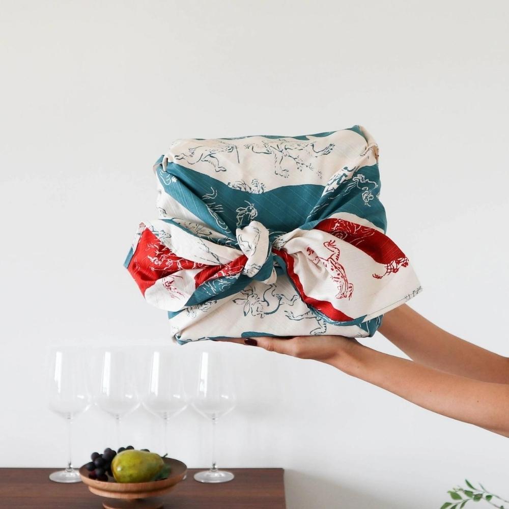 Musubi 104 Choju Jinbutsu Giga Reversible Furoshiki Wrapping Cloth